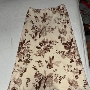 Abercrombie & Fitch Cream Midi A-line silk Skirt